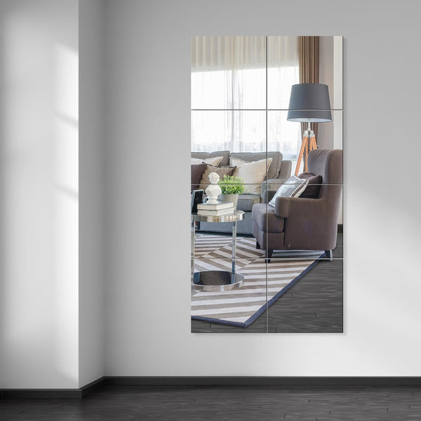 EVENLIVE Full Body Mirror Tiles, Frameless Length Wall Mirror, for Home Gym, Door, Bedroom, Ease of Installation 30cm x 30cm 8 PCSGlass