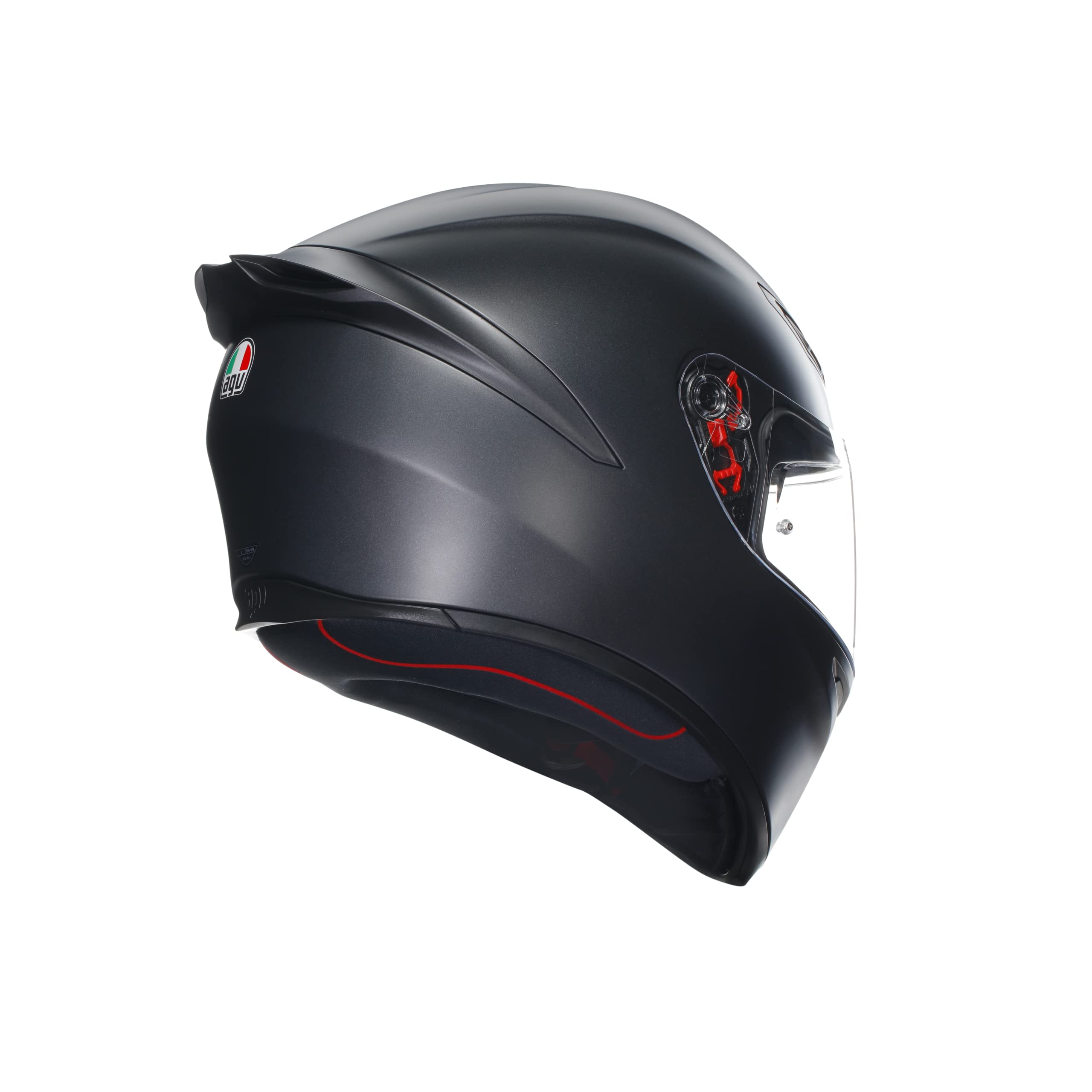 AGV - Helmet K1 S E2206, Full-face Motorbike Helmet, ECE, for Men, Racing Style with Spoiler, Air Intakes and Scratch Resistant Visor, 190° Field of View, with Intercom Ready, Black