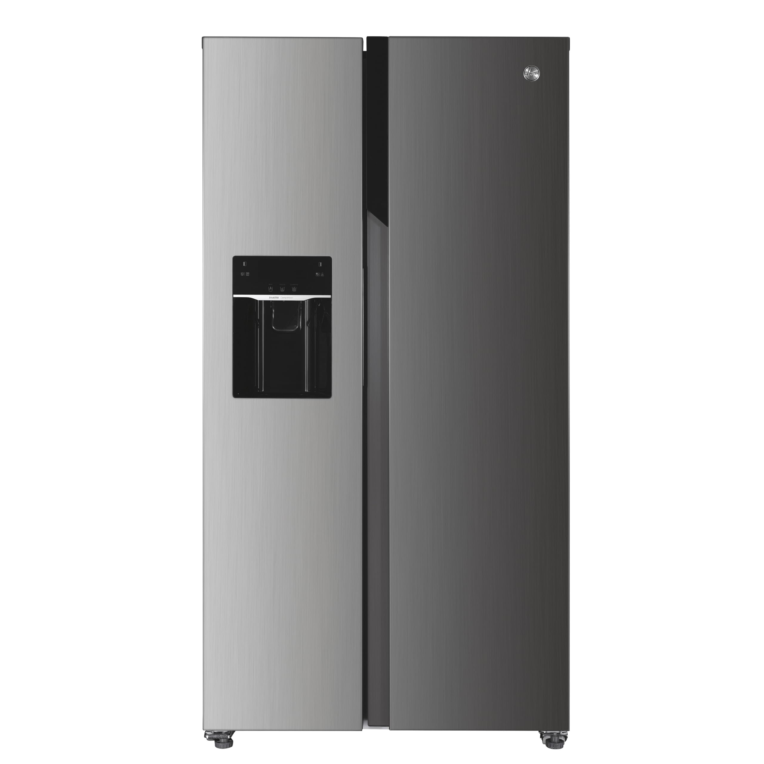 Hoover H-FRIDGE 500 MAXI Freestanding American Fridge Freezer with Water Dispenser, Side by Side, Total No Frost Technology, E Class, 532L Total Capacity, Inox, 91x67x177 cm - HHSBSO6174XWDK-1