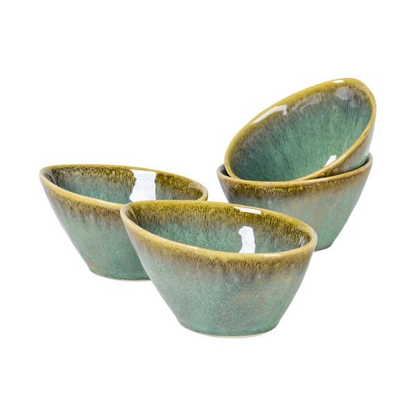 Henten Home Ramen Bowl Set of 4, 20 oz Ceramic Soup Bowl for Cereal/Salad/Pasta, Green Serving Dish Dishwasher & Microwave Safe