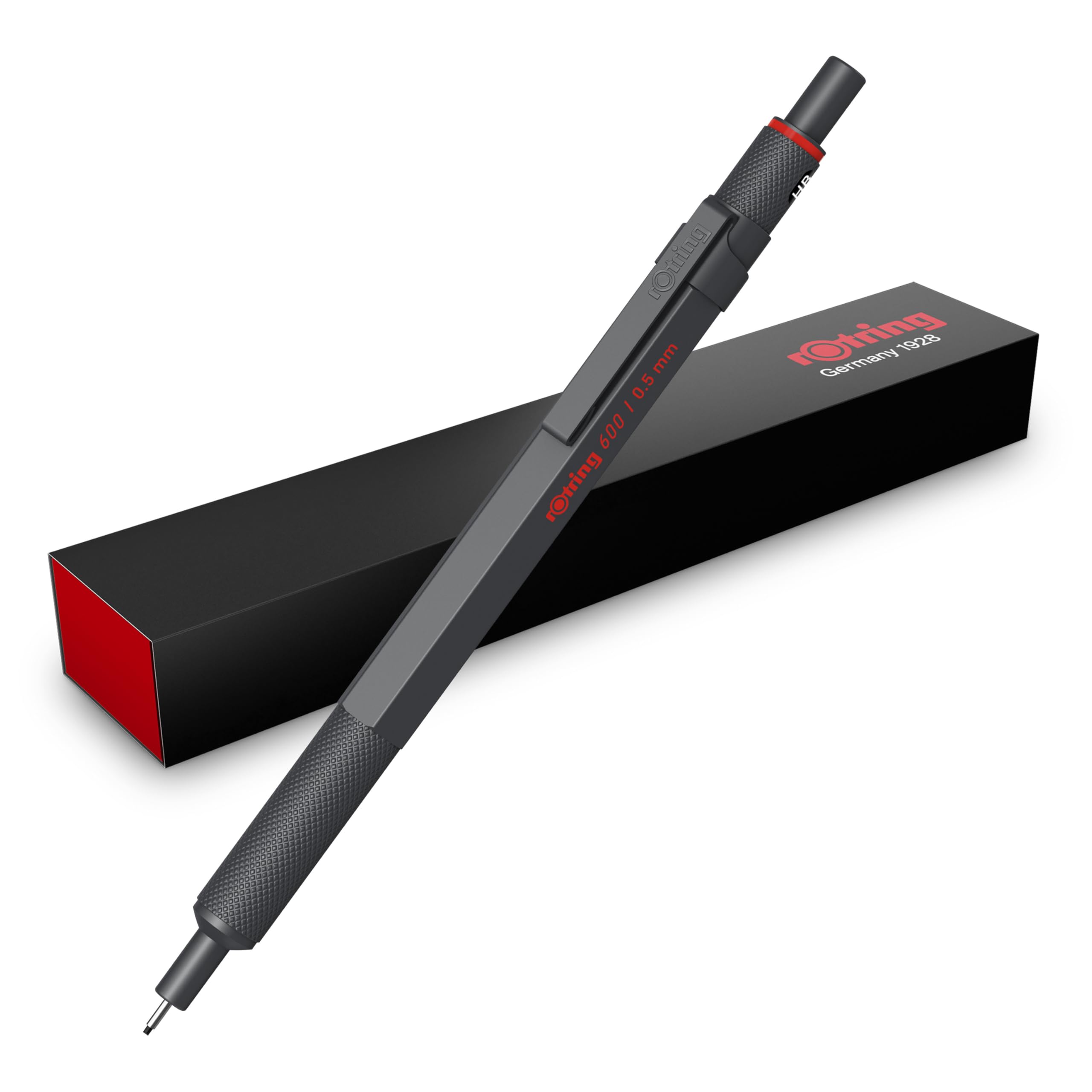 rOtring 600 3-in-1 Multicolour Pen and Mechanical Pencil | Black & Red Ballpoint Pen Tips | 1 Mechanical Pencil Tip (0.5mm) | Silver Barrel