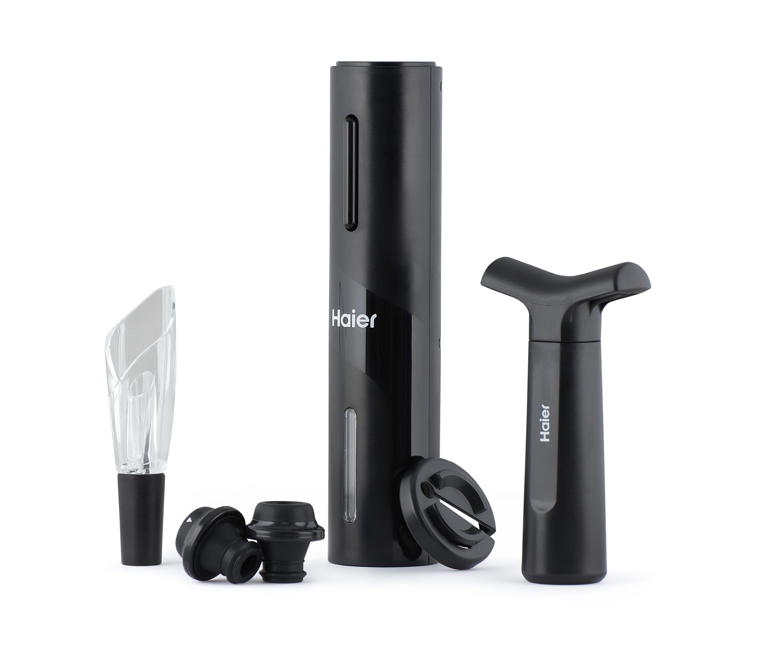Haier 6-In-1 Electric Wine Bottle Opener Kit - Includes USB Rechargeable Bottle Opener - Tulip Wine Aerator Pourer - Foil Cutter - Vacuum Pump - 2