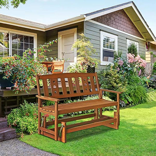 Furinno Outdoor Hardwood New Mexico Glider, Wood, Natural, 111.76 (W) x 91.49 (H) x 70 (D) cm