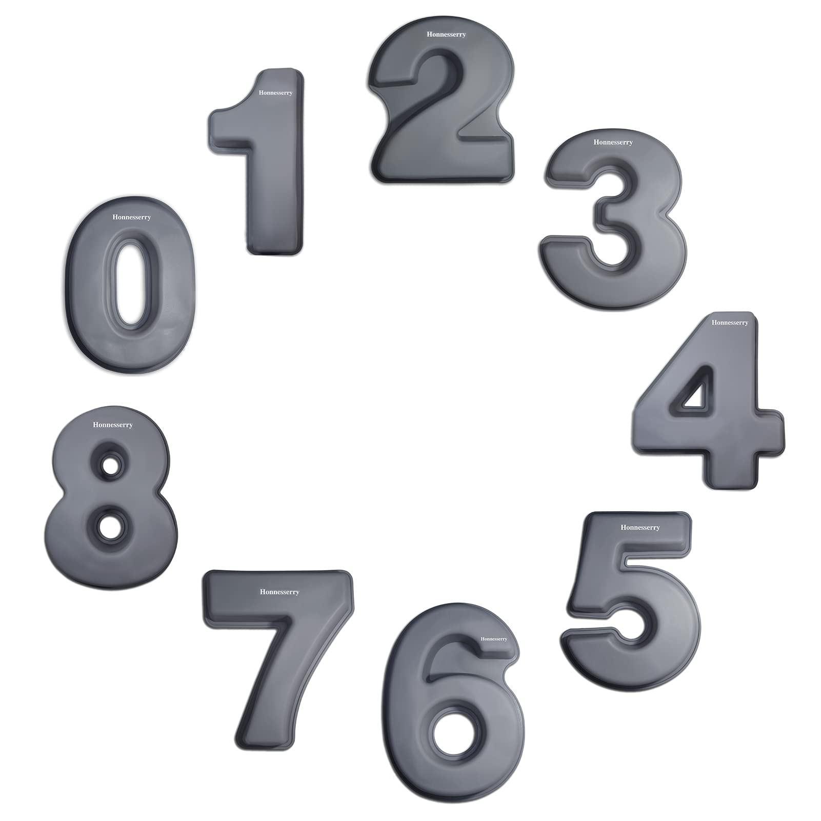 Honnesserry Number 0-8 Cake Tins, Non-Stick Silicone Number Baking Tins, Large Number Cake Moulds, Number Cake Pan for Birthday and Wedding