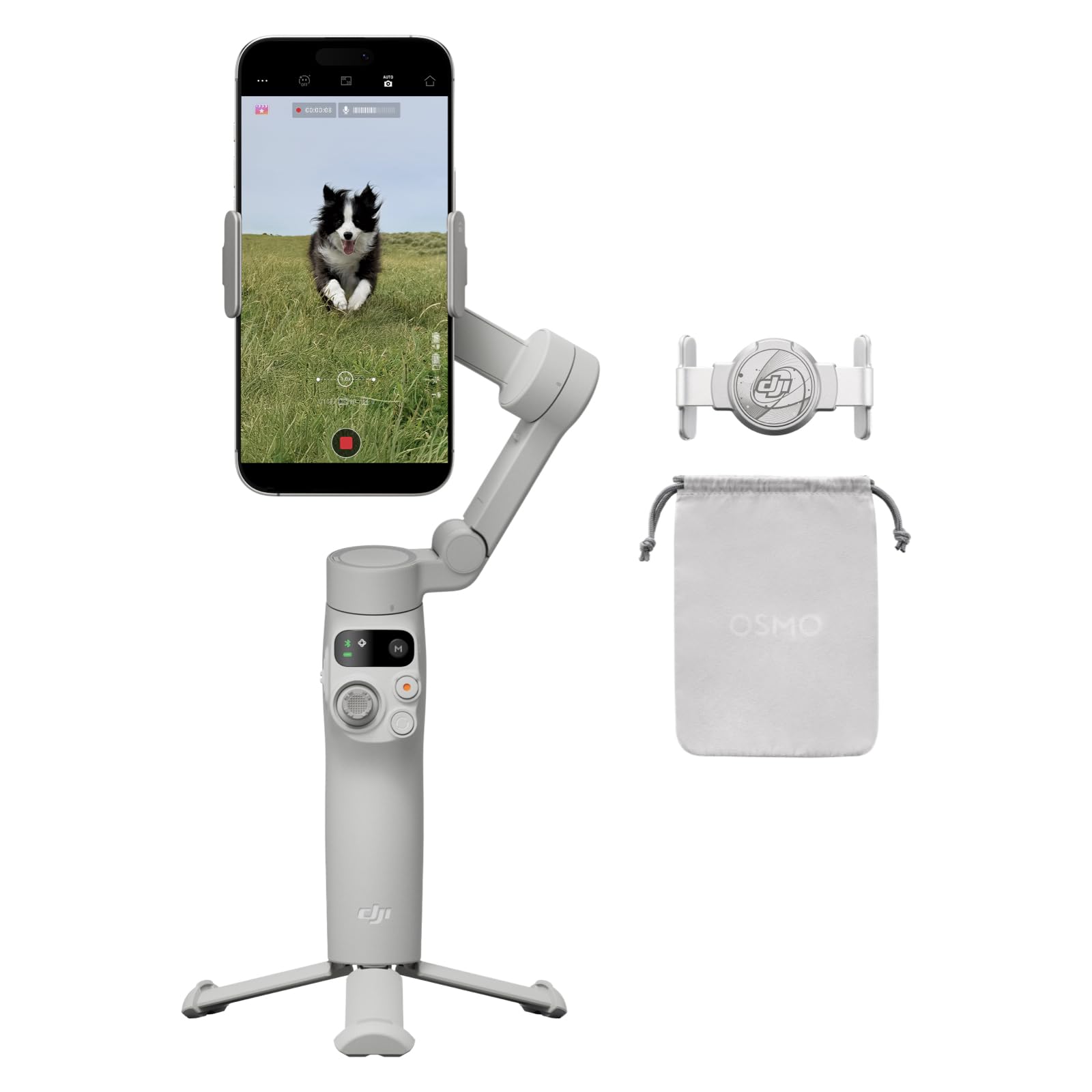 DJI Osmo Mobile 7 Gimbal Stabilizer for iPhone, Android, Built-in Tripod, Ultra-Light, Comfortable Grip, 3-Axis Phone Gimbal, ActiveTrack 7.0, ShotGuides, One-Tap Edit, 10hrs Use, Phone Charging