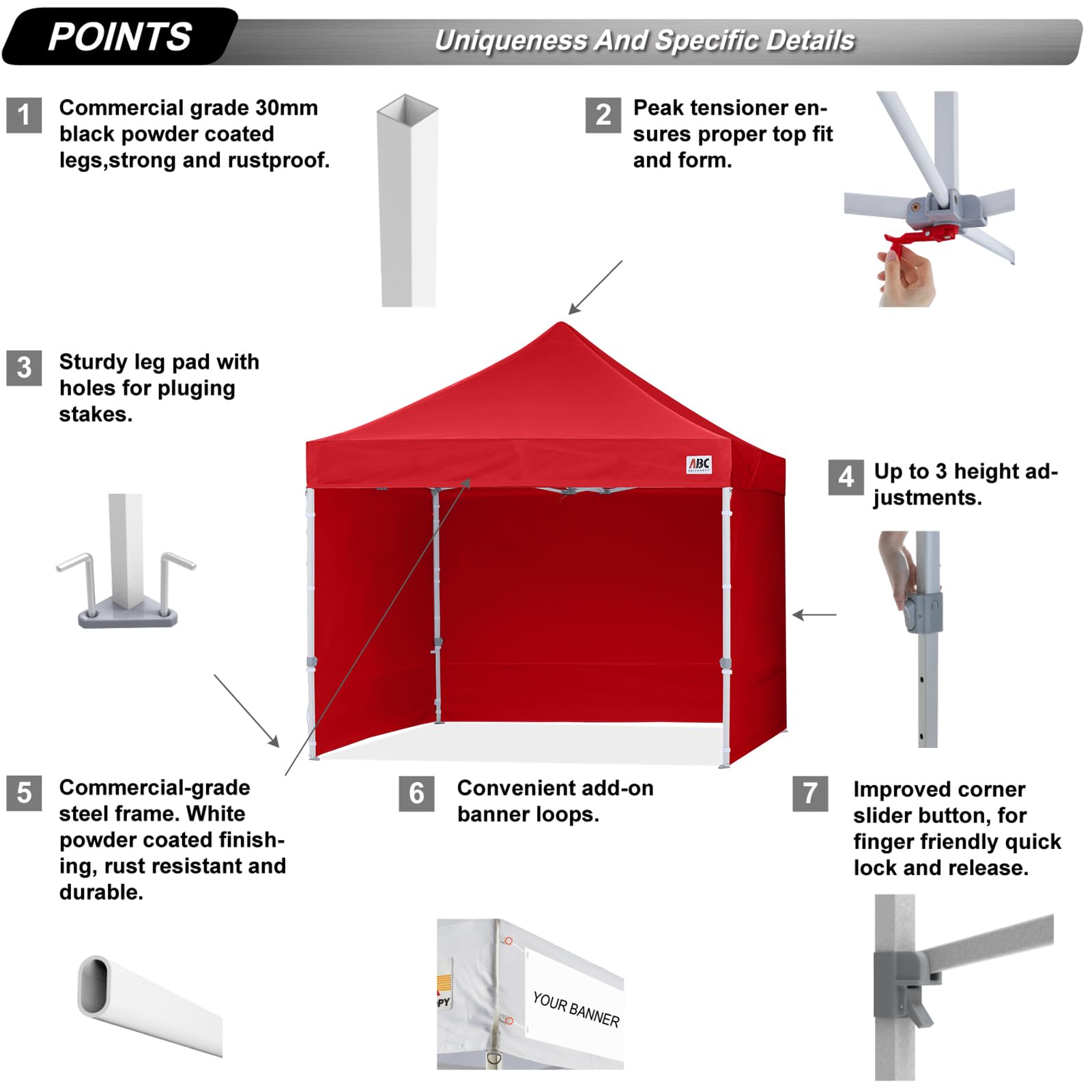 ABCCANOPY 3x6M Pop Up Gazebo Canopy Commercial Tents Market stall with 4 Removable Sidewalls and Roller Bag Bonus 4 Weight Bags (Grey)