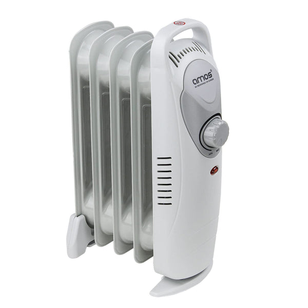 AMOS 1500W Electric Oil Filled Radiator Heater 7-Fin Portable Thermostat Heating Appliance with 3 Heat Settings, Safety Shut Off, and Power Indicator Light