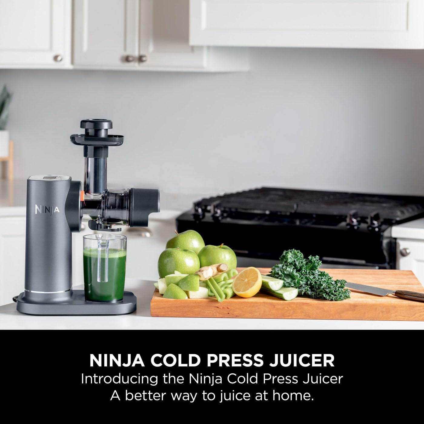 Ninja Cold Press Juicer Machine with 700ml Jug & 1.1L Pulp Container, Make Fresh Juices, Drinks & Wellness Shots, Compact, Dishwasher Safe & Removeable Parts, Grey JC151UK