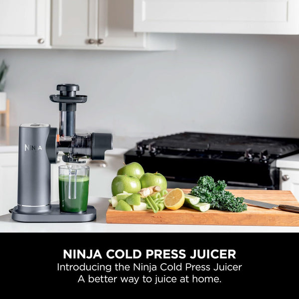 Ninja Cold Press Juicer Machine with 700ml Jug & 1.1L Pulp Container, Make Fresh Juices, Drinks & Wellness Shots, Compact, Dishwasher Safe & Removeable Parts, Grey JC151UK
