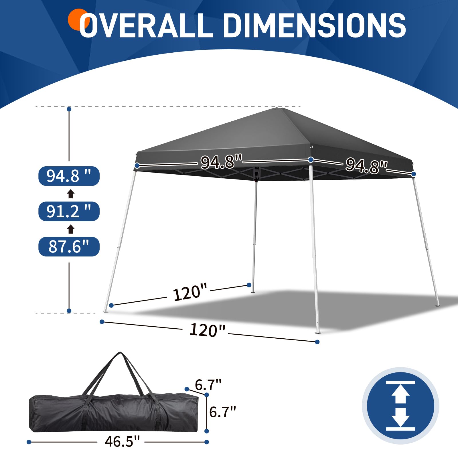 Outopee 3m x 3m Ez Pop Up Canopy Tent with 4 SideWalls, Outdoor Gazebo Portable Instant Canopy for Commercial Events, Party, Backyard BBQ, Camping, Blue