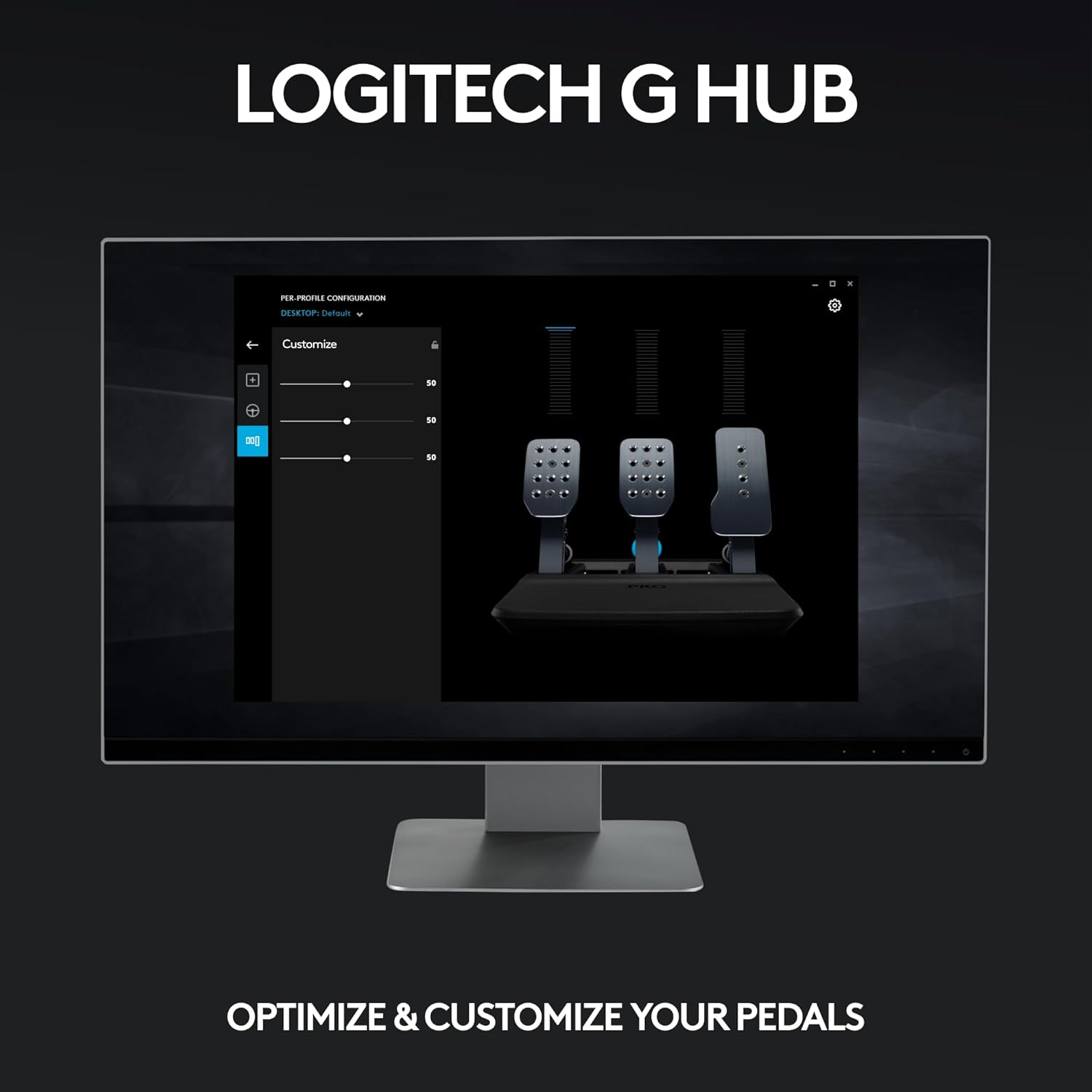 Logitech G PRO Racing Pedals - Racing Simulator Pedals with 100kg Load Cell Brake, Fully Customisable, Swappable Springs & Elastomers, Modular Design, Black