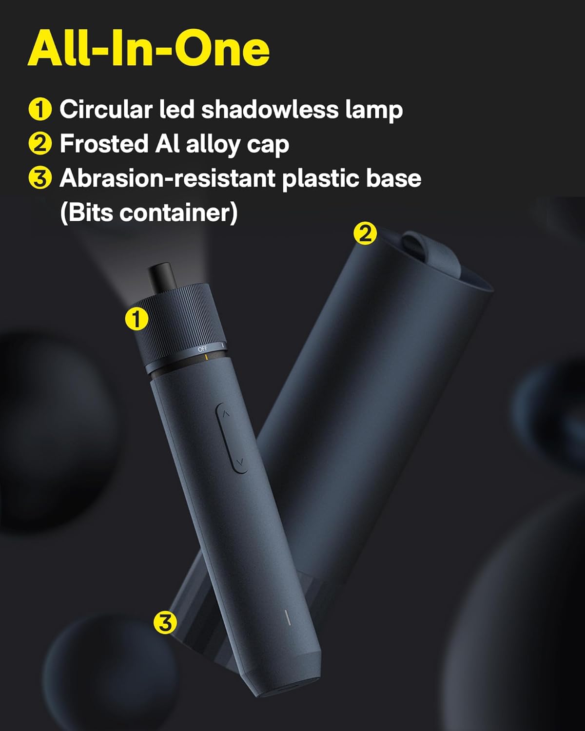 HOTO Electric Screwdriver Set, 3.6V Rechargeable Screwdriver Set with 12 S2-Steel Bits, Cordless Power Screwdriver with LED Light, All-in-One Design, 3 Torque, 4N·m 1500mAh, USB-C Charging