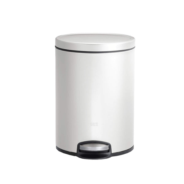EKO Eva Pedal Bathroom Bin 5 Litres, Rubbish Bin with Soft Close Lid, Removable Inner Bucket, Perfect for Bathroom, Bedroom & Home, White