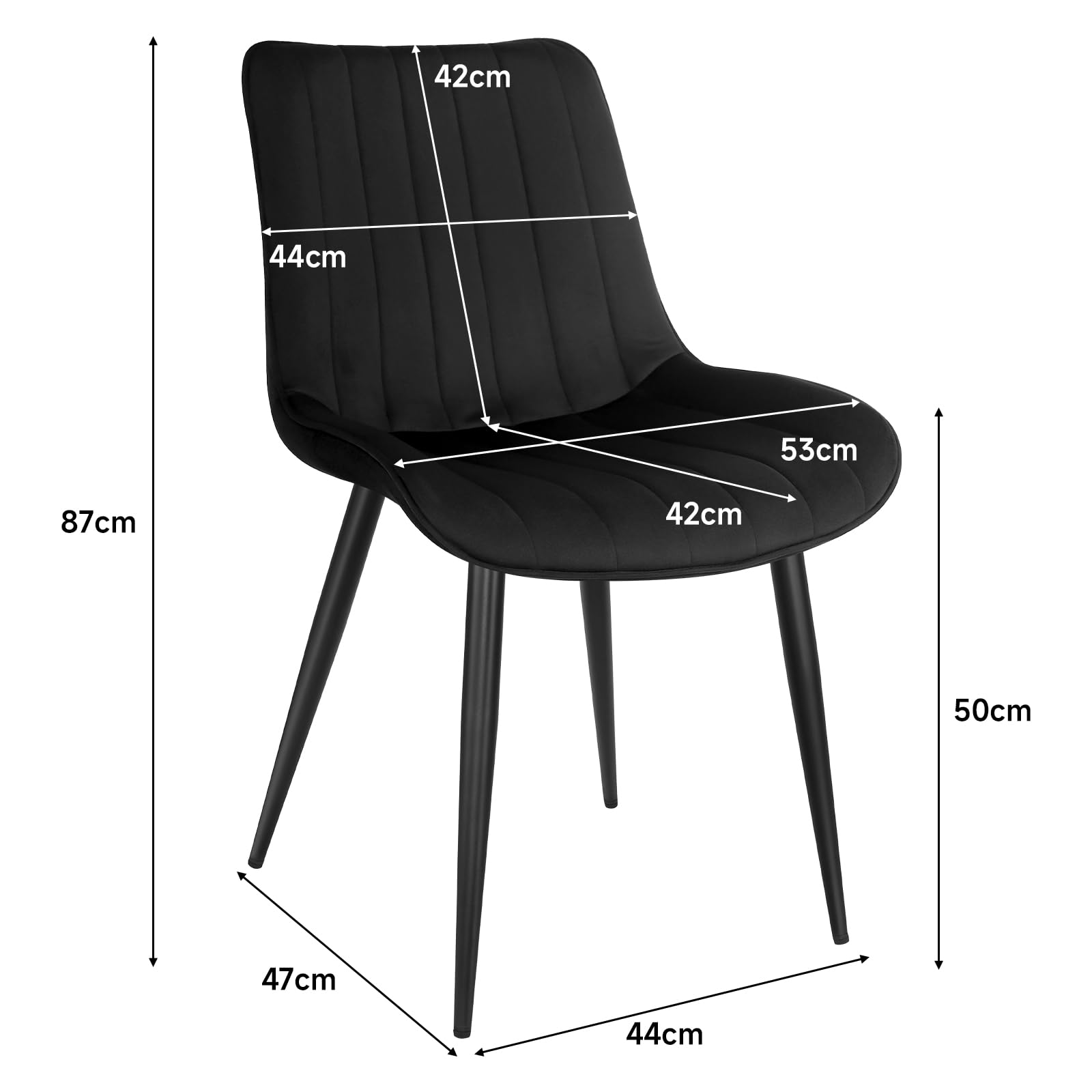 LONGTOO Set of 6 Dining Chairs with Velvet Upholstered Seat & Backrest,Stable Metal Legs,Modern Stripe Design,Champagne
