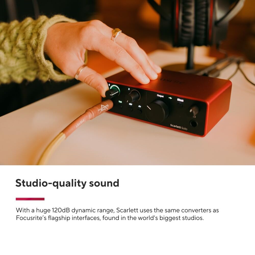 Focusrite Scarlett 2i2 4th Gen USB Audio Interface for Recording, Songwriting, Streaming and Podcasting — High-Fidelity, Studio Quality Recording, and All the Software You Need to Record
