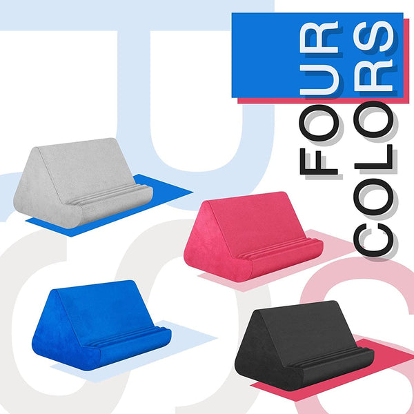 Soft Tablet Stand Pillow with Pocket,Tablet Cushion Stand,Adjustable 3 Viewing Angle,Lazy Holder Stand for Bed Sofa,Compatible with iPads Tablets eReaders Smartphones Books Magazines（Grey）…