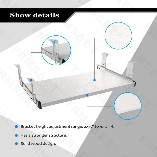 FRMSAET Furniture Accessories Office Product Suits Hardware 20/24/30 inches Keyboard Drawer Tray Wood Holder Under Desk Adjustable Height Platform.