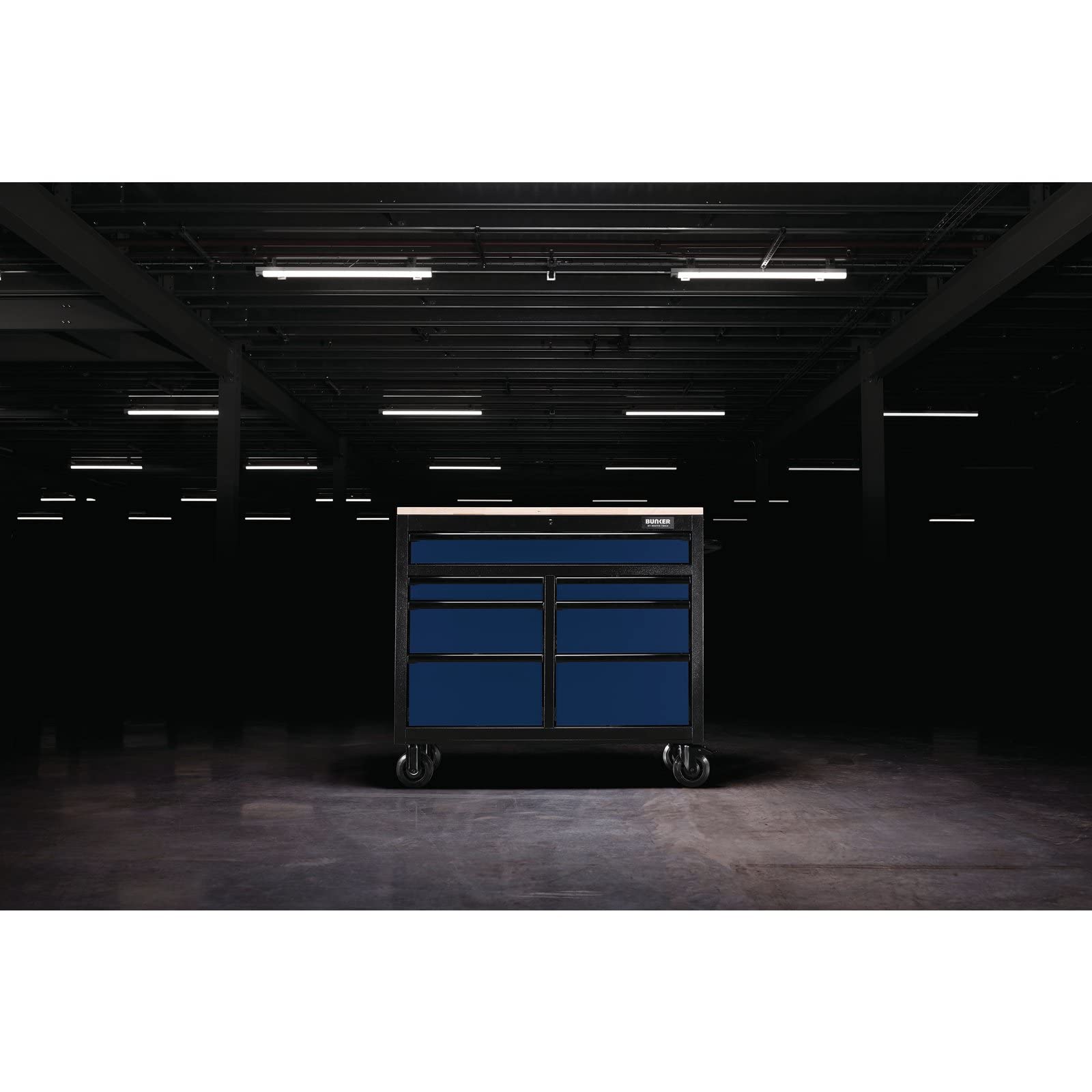 BUNKER 08216 Workbench Roller Tool Cabinet, 7 Drawer, 41 Inch, Grey