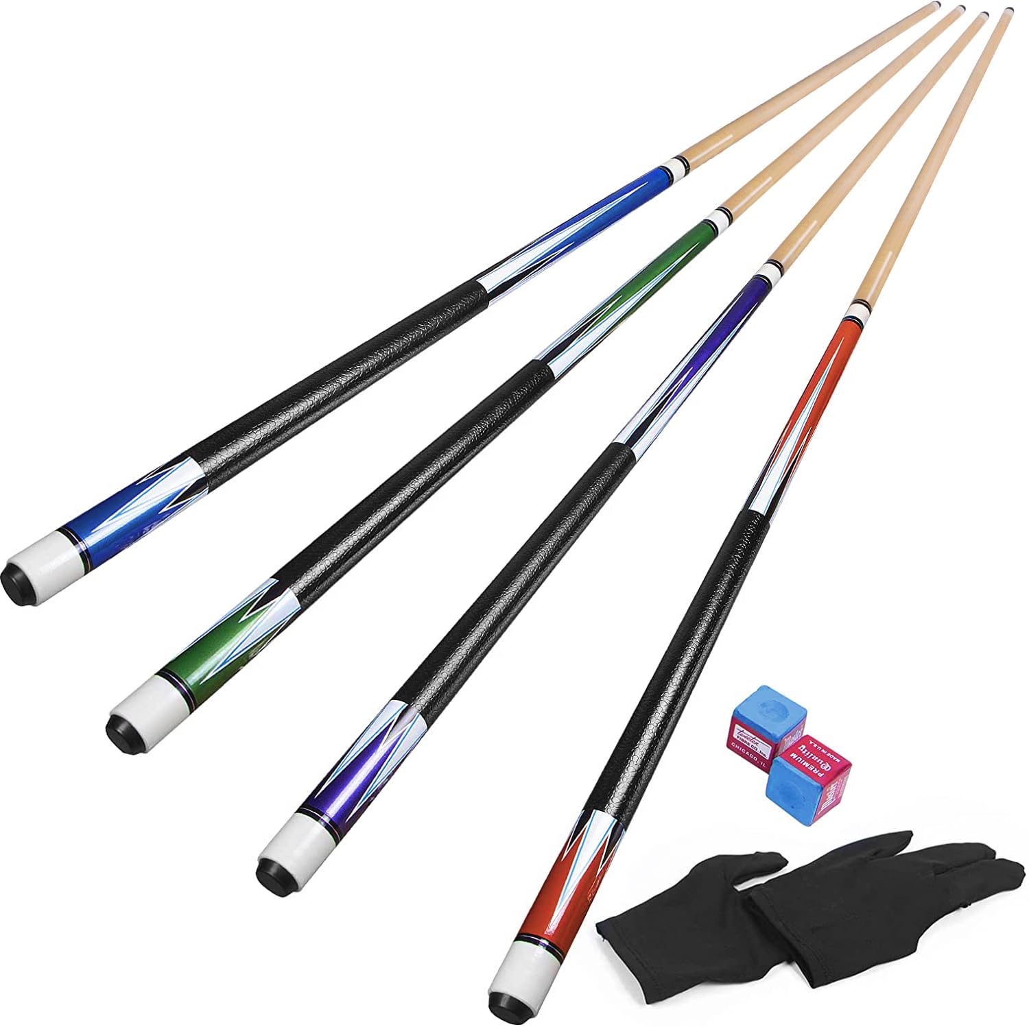 Horse Pool Cue Sticks Set of 4, 58 Inch Billiard Cue Pool Cue Sticks, 13 mm Tips for Billiard Table Sport