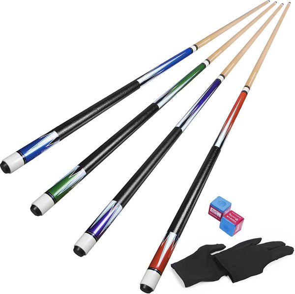 Horse Pool Cue Sticks Set of 4, 58 Inch Billiard Cue Pool Cue Sticks, 13 mm Tips for Billiard Table Sport