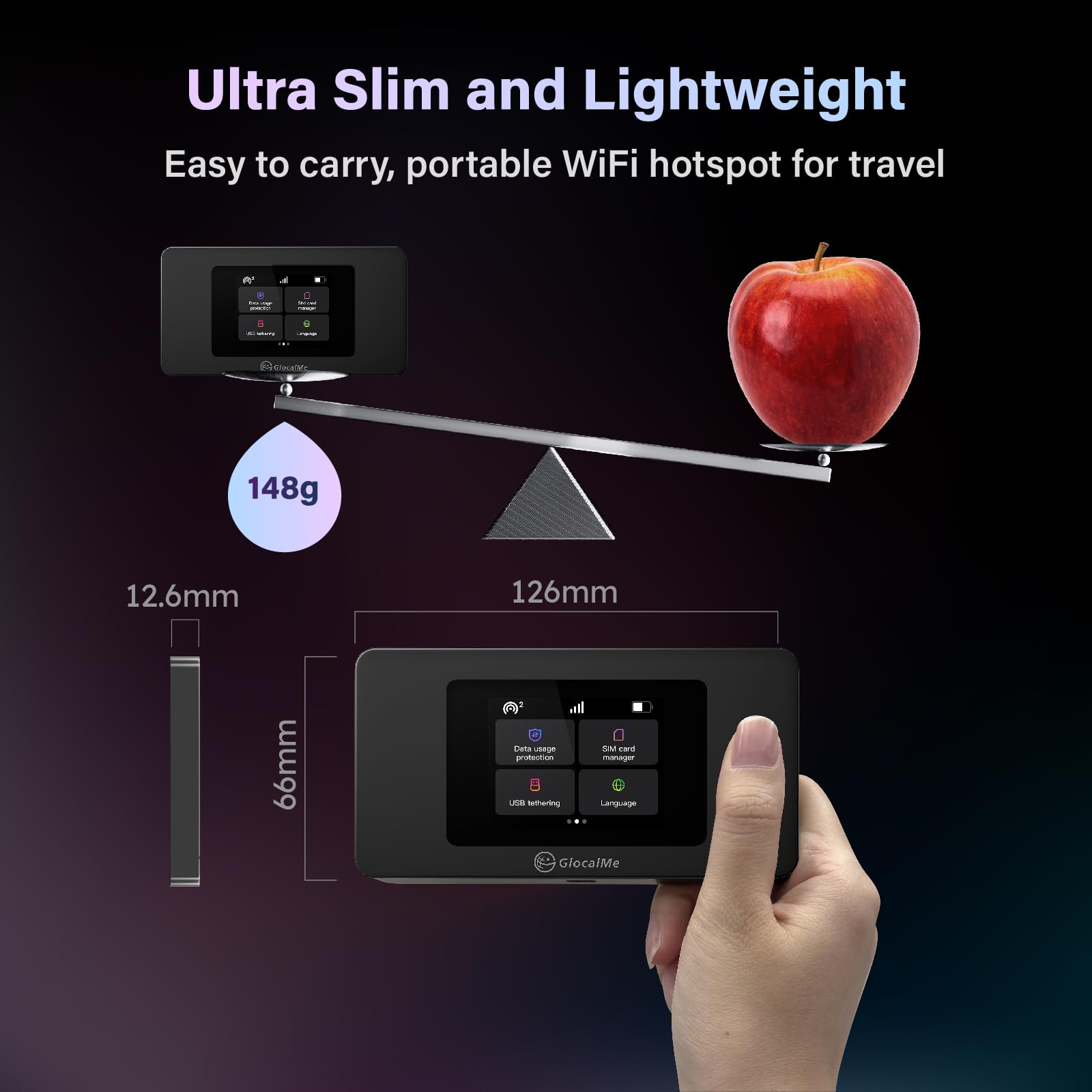 GlocalMe Duo Turbo Portable WiFi Hotspot, No SIM Card Needed, No contract and roaming fees, Dual modem mobile MiFi Device with Global 1GB Data, 4G LTE Router for Home or Travel in 200+ Countries