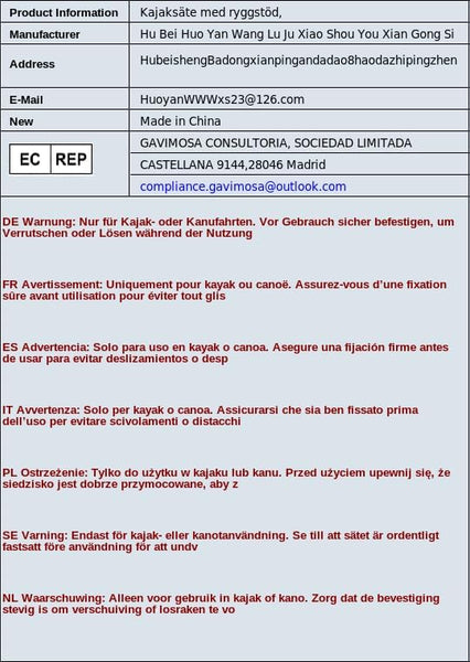 Kayak Seat with Back Support, Nylon Adjustable Canoe Paddle Board Seat, with Snap Hooks & Bag, Kayak Accessories