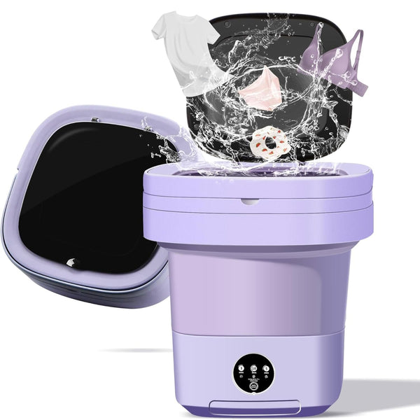 Portable Washing Machine, 11L Foldable Washer & Spin Dryer with Laundry Bag & Drying Net & Microfiber Cloths, Laundry Machine with 3 Cleaning Modes for Baby Clothes and Underwear (Blue)