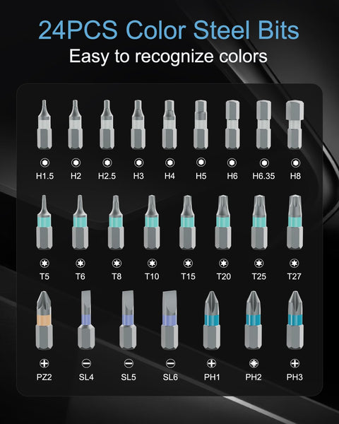 Ankilo 24 in 1 Magnetic Screwdriver Set, DIY Ratchet Screwdriver Set with Rotatable Ratchet Handle, Repair Tool Kit, Small Ratchet Set in case for Furniture Computer Bicycle, Best Gift for Father Day