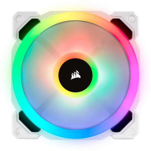 Corsair LL120 RGB 120mm Dual Light Loop PWM RGB Fans - Triple Fan Kit with Lighting Node PRO - White