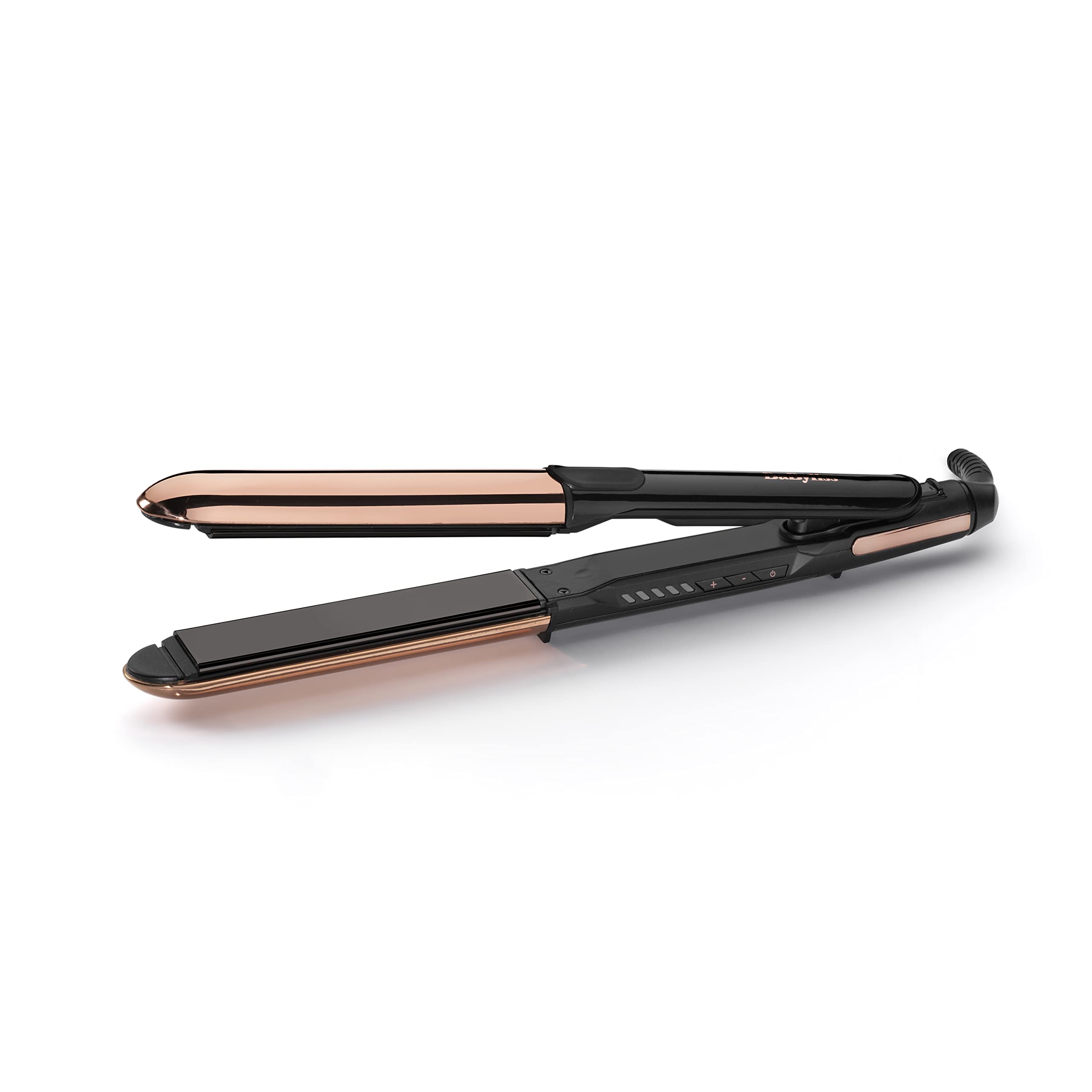 BaByliss Straight and Curl Brilliance Hair Straighteners - Curved Metal Design Easy Styling, Smoothing Titanium Plates, Ionic Anti-Frizz, Fast 15 Second Heat Up, 5 Heat Settings Up to 235°C, 2481U