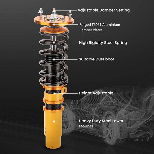 maXpeedingrods Coilovers Shock Struts for E46 (1998-2006) 316i, 318i, 320i, 323i, 325i, 328i, 330i, M3 Adjustable Damper