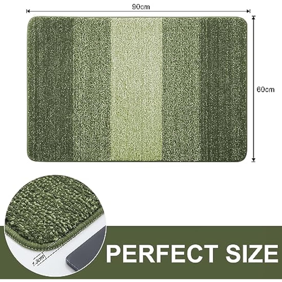 Homaxy Door Mats Indoor, Machine Washable Soft Doormats, Dirt Trapper Super Absorbent Entrance Rug, Non-slip Floor Mats For Inside, Front Back Door, Pets and Dogs (60 X 90 cm, Green)