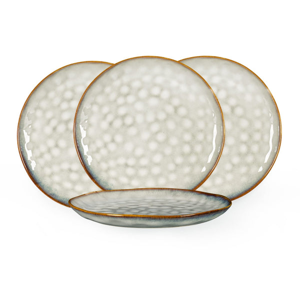 Henten Home Dinner Plate Set, 4-Piece Stoneware Dinnerware, Beige Dessert & Breakfast Plates, 28 cm
