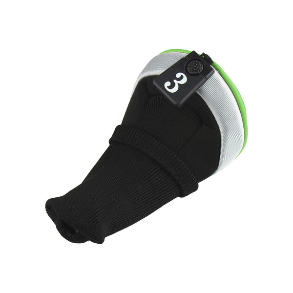 Andux 6pcs/Set Golf Club Head Covers Woods Driver Fairway Hybrid Set Long Neck (3 Hybrid + 3 Woods) Black/Green