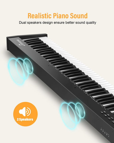 OYAYO 88 Key Digital Piano Full Size Semi-Weighted Keys, Complete Bundle Includes Double X Stand, Travel Bag, Touch Sensitivity Portable Keyboard for Beginners and Musicians on the Road