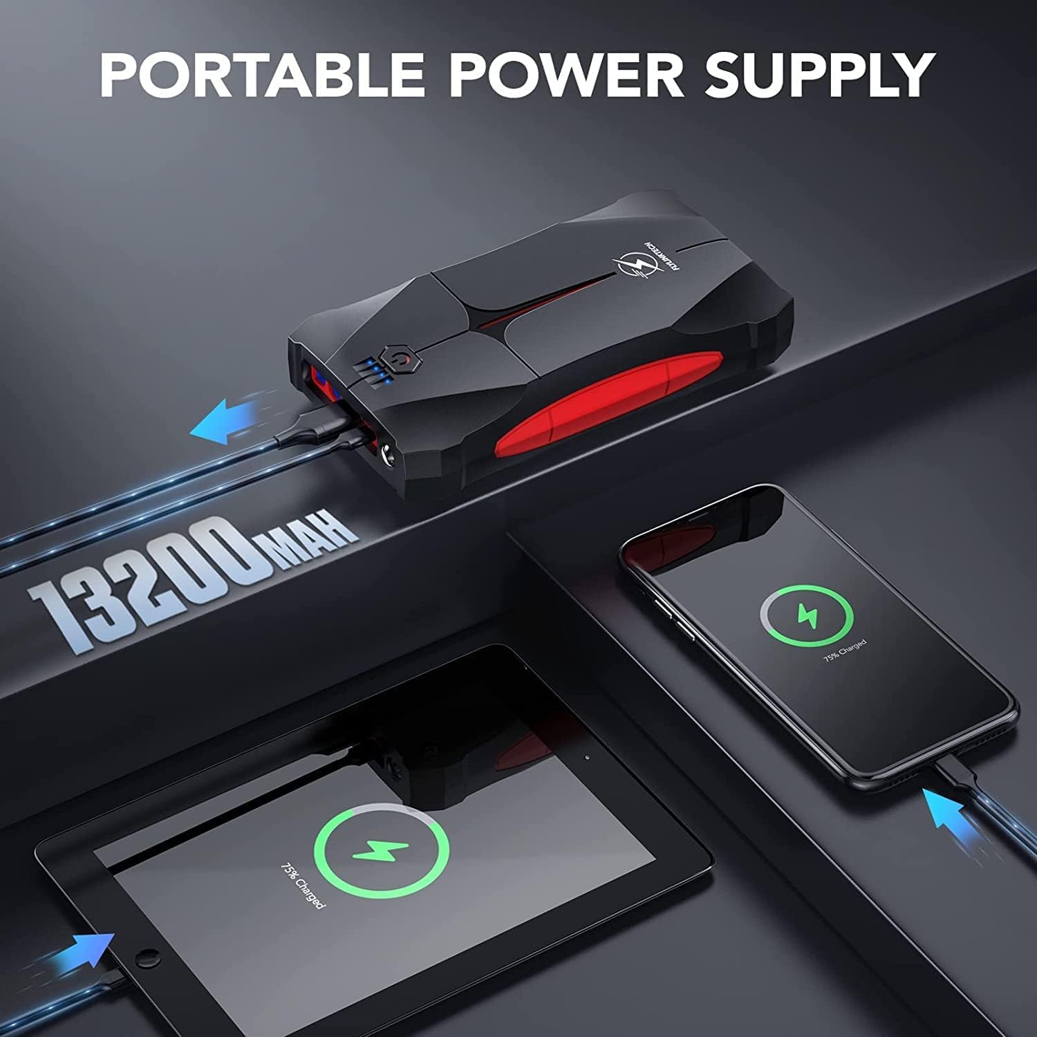 Car Jump Starter, FLYLINKTECH 4000A Peak 12V Portable Car Battery Jump Starter Booster (up to 9.0L Gas Or 8.5L Diesel Engine), Power Bank with LED Flashlight, IP67