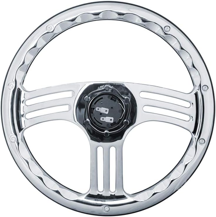 Simoni Racing Steeringwheel Bat 350mm - Black Leather + Chrome/Aluminum Spokes