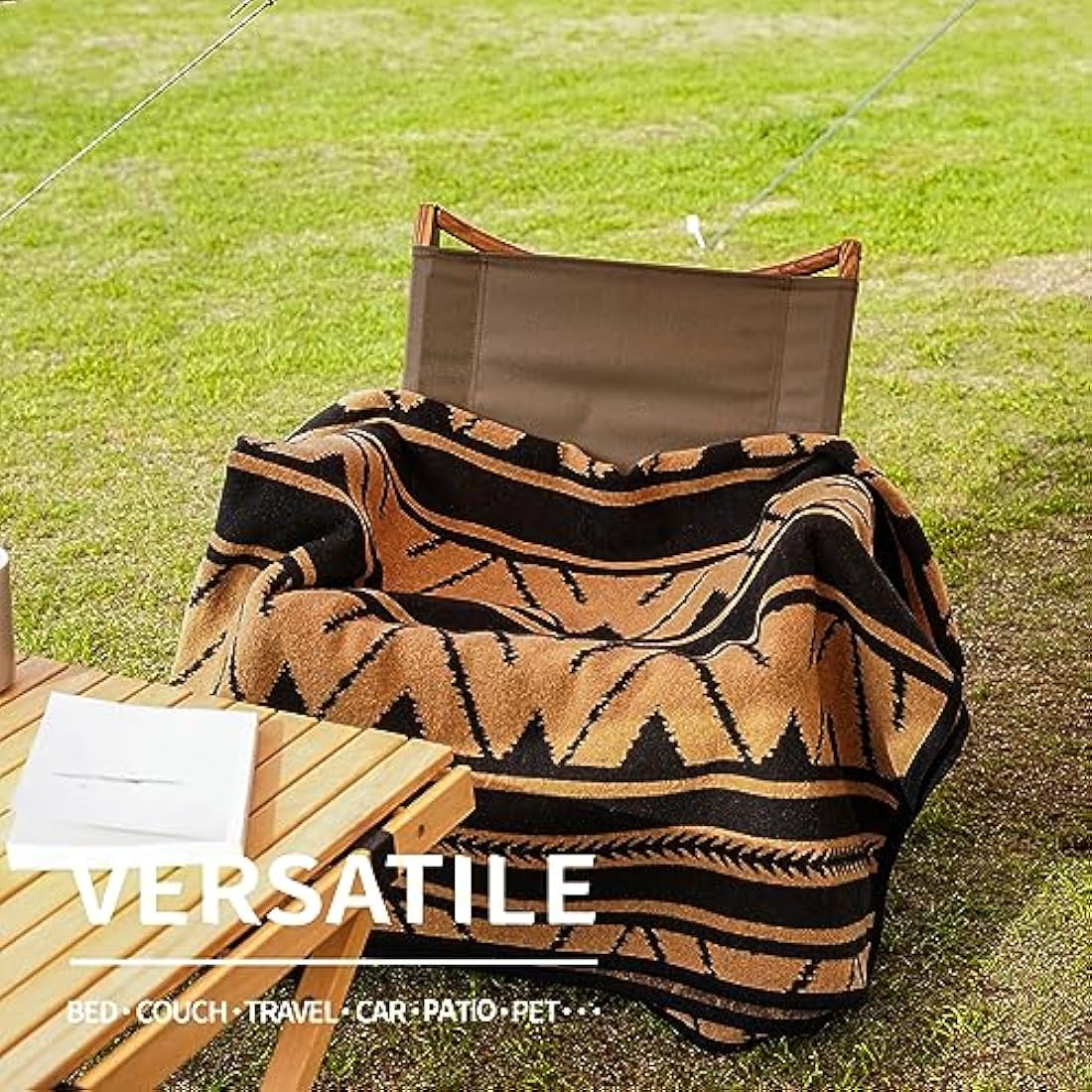 ACUSHLA Merino Wool Camping Blanket Soft Warm Thick Washable Large Outdoor Camping Travel Throw All Weather Sierra Khaki 200x160cm