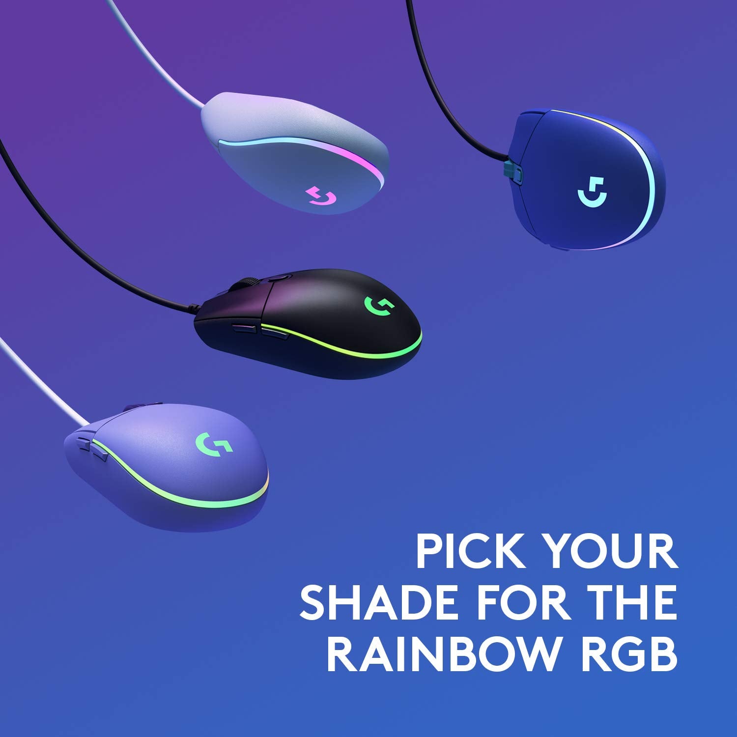 Logitech G203 LIGHTSYNC Gaming Mouse with Customizable RGB Lighting, 6 Programmable Buttons, Gaming Grade Sensor, 8K DPI Tracking, Lightweight - Lilac