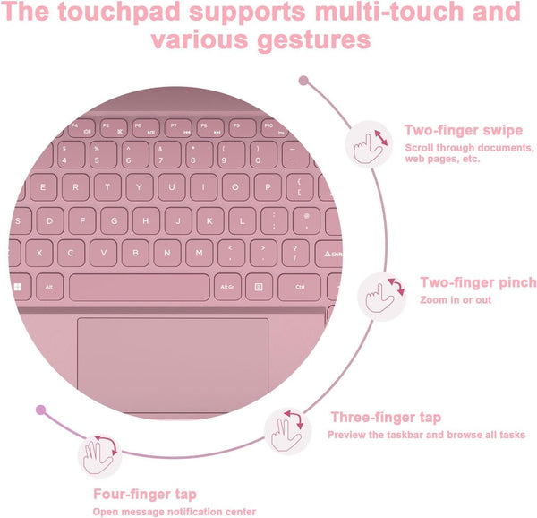 HUQPPQ 14 Inch Laptop Celeron N5095 Processor (Up to 2.9GHz) 8GB RAM 256GB SSD Win11 Laptops | FHD 1920×1200 IPS Display | WiFi 5, BT4.2, Webcam | 180° Foldable | For Students & Business-Pink-N700