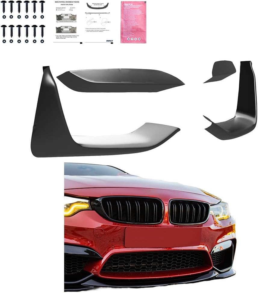 Oneway Front Flaps compatible with BMW M3 F80 2014-2018 & M4 F82 2014-2021 - Gloss black