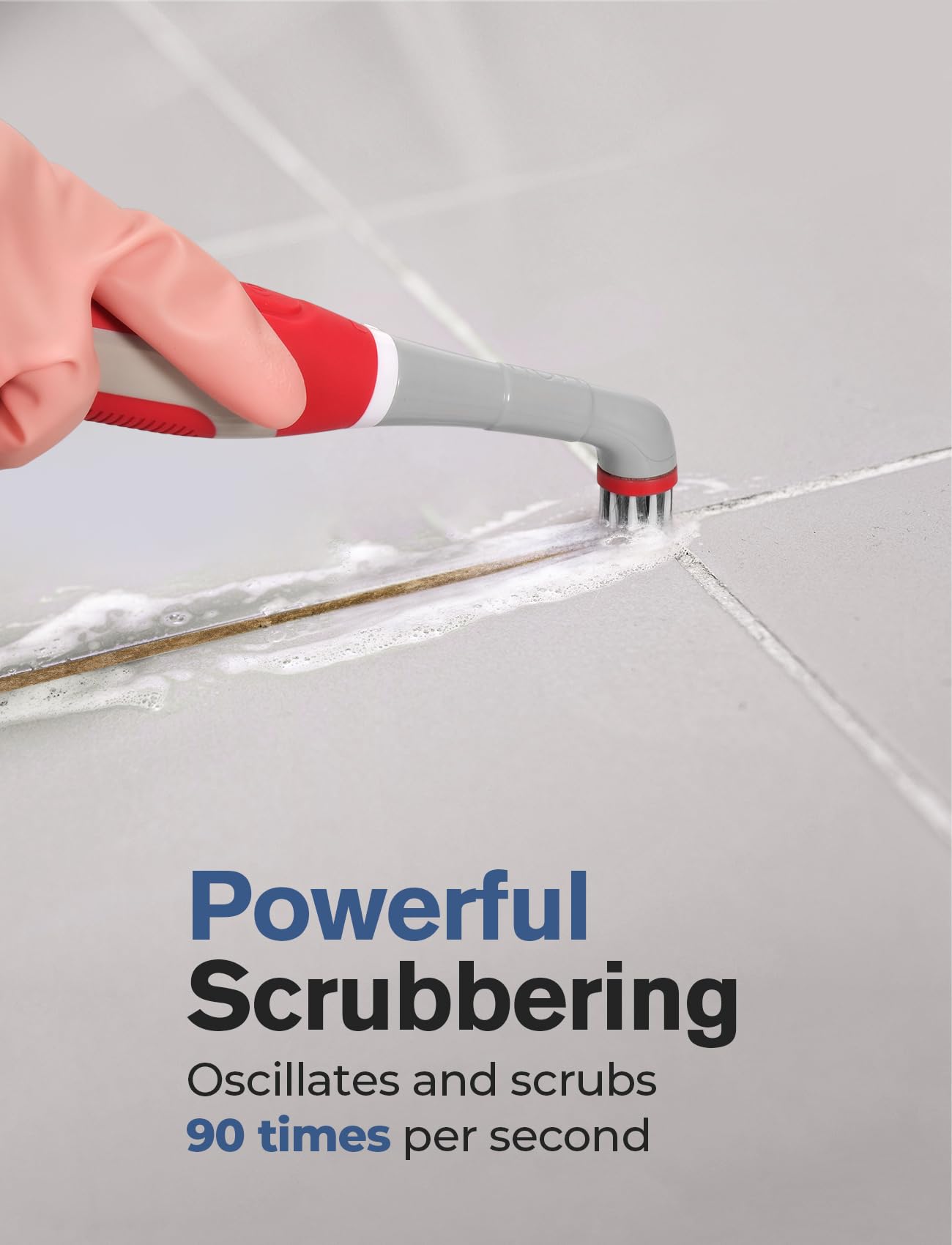 PureSwirlz Electric Cleaning Brush, Battery Operated Power Scrubber with 5 Brush Heads, Stainless Steel Wire Brush, Tile Grout Cleaner Shower Crevice Cleaning Brush for Tile Corner Grout Tight Space