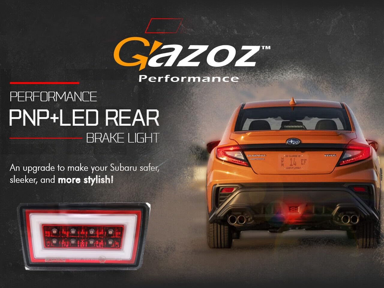 GAZOZ PERFORMANCE PNP+LED Rear Brake Light for 2011+Subaru WRX STI XV W/DRL White Bar - Red Lens F1