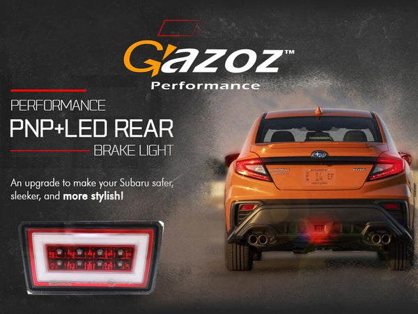 GAZOZ PERFORMANCE PNP+LED Rear Brake Light for 2011+Subaru WRX STI XV W/DRL White Bar - Red Lens F1