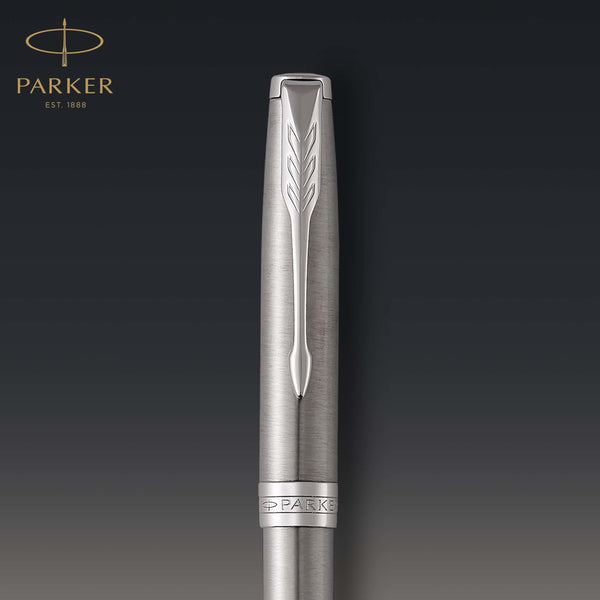 Parker Sonnet Ballpoint Pen | Stainless Steel with Gold Trim | Medium Point | Handwriting Pens & Stationery Supplies | Black Ink | Gift Box