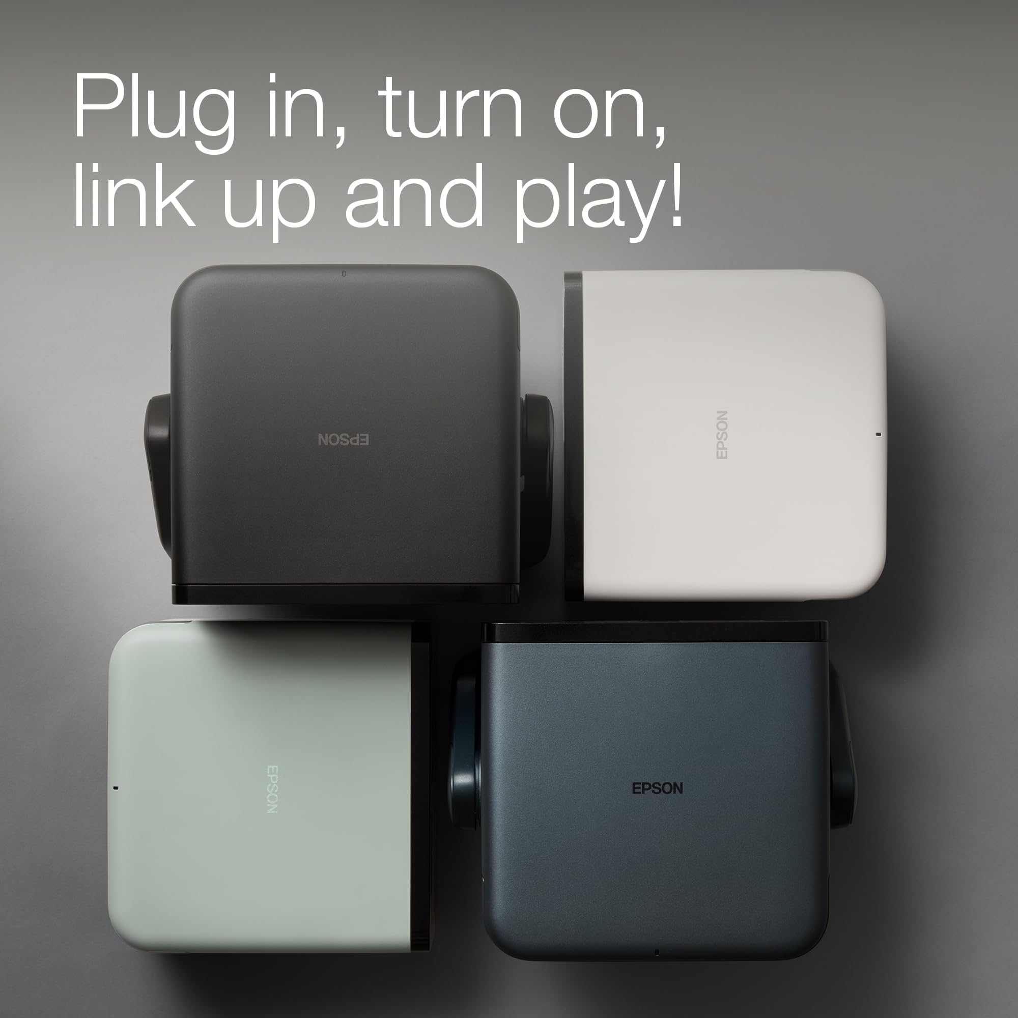 Epson EF-22N Mini Smart 3LCD Projector with Pan & Tilt Stand, Full HD,1000 Lumens,150 Inch Display with HDR, Google TV, Dolby Atmos Sound, Gaming & Home Cinema Laser Projector - Metallic Midnight Blue