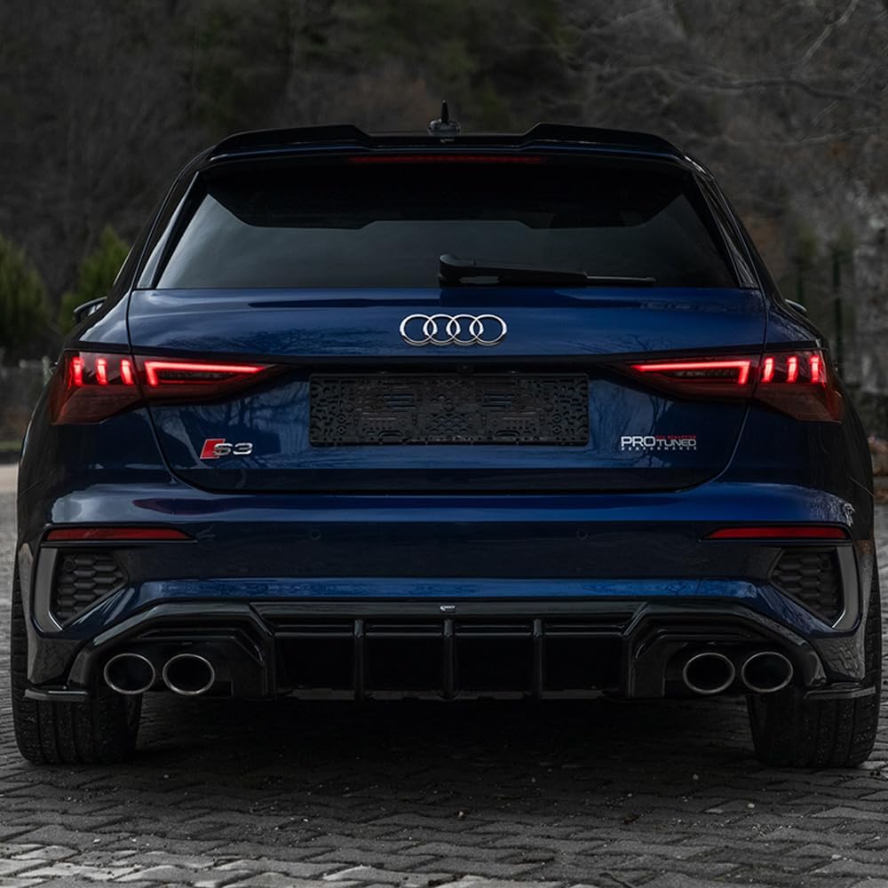 Oneway Rear Side Diffusors compatible with Audi A3 8Y Sportback S3/S-Line 2020-2024 - Gloss black