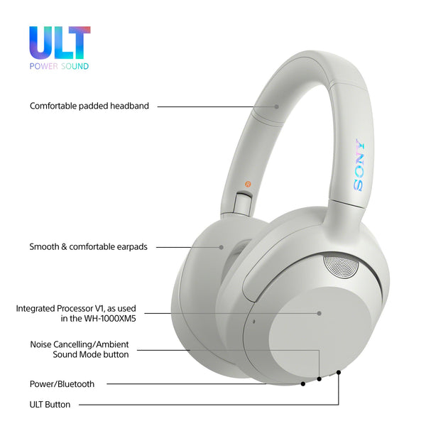Sony ULT WEAR - Wireless Noise Cancelling Headphones, ULT POWER SOUND, Ultimate Deep Bass, Same Processor as WH-1000XM5, Clear Calls, 30hr Battery, IOS & Android - Black