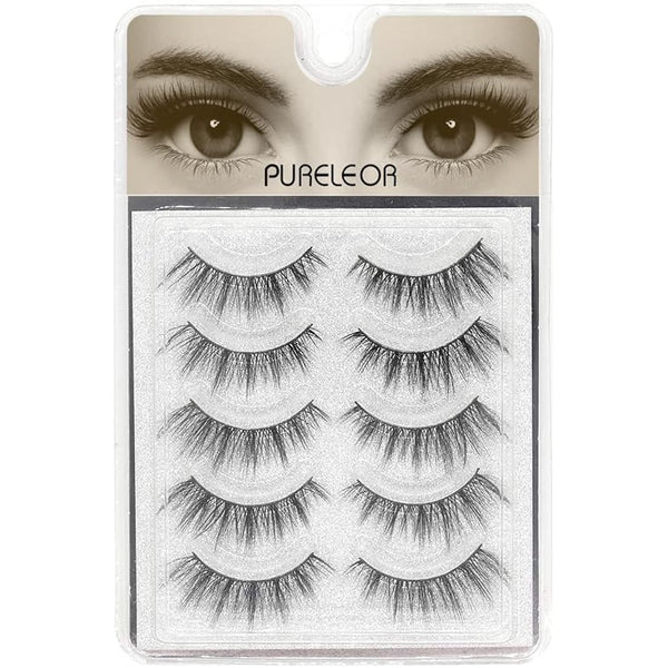 3D Faux Mink Eyelashes Natural Long Looking 5 Pairs Reusable False Lashes Soft Fluffy Full Eyes Lash