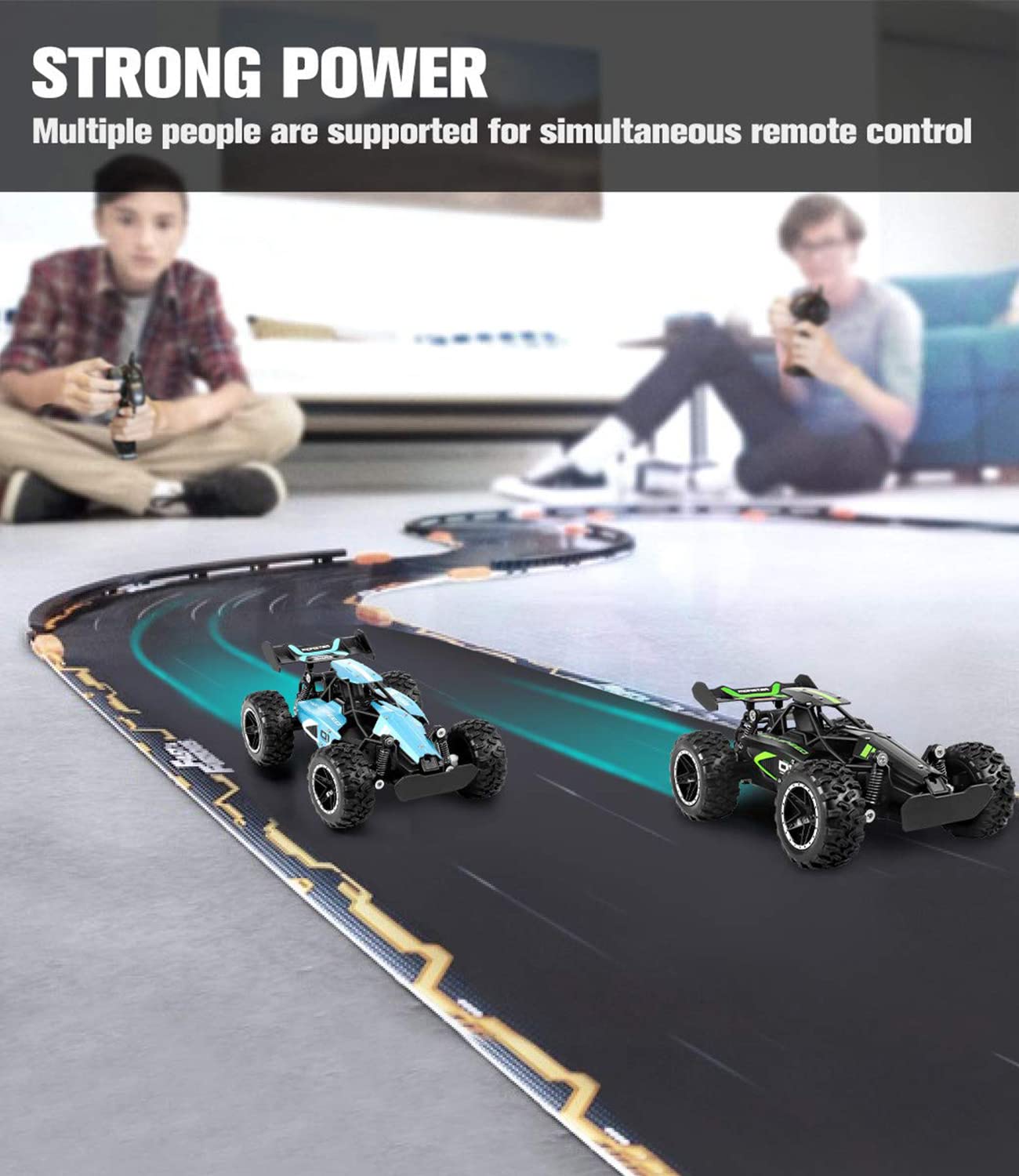 SZJJX Remote Control Cars – 2.4GHz High-Speed RC Car for Kids, 15KM/H+ 2WD Off-Road Car with 2 Rechargeable Batteries, Electric Remote Control Truck Toy for Boys & Girls Gifts (Green)